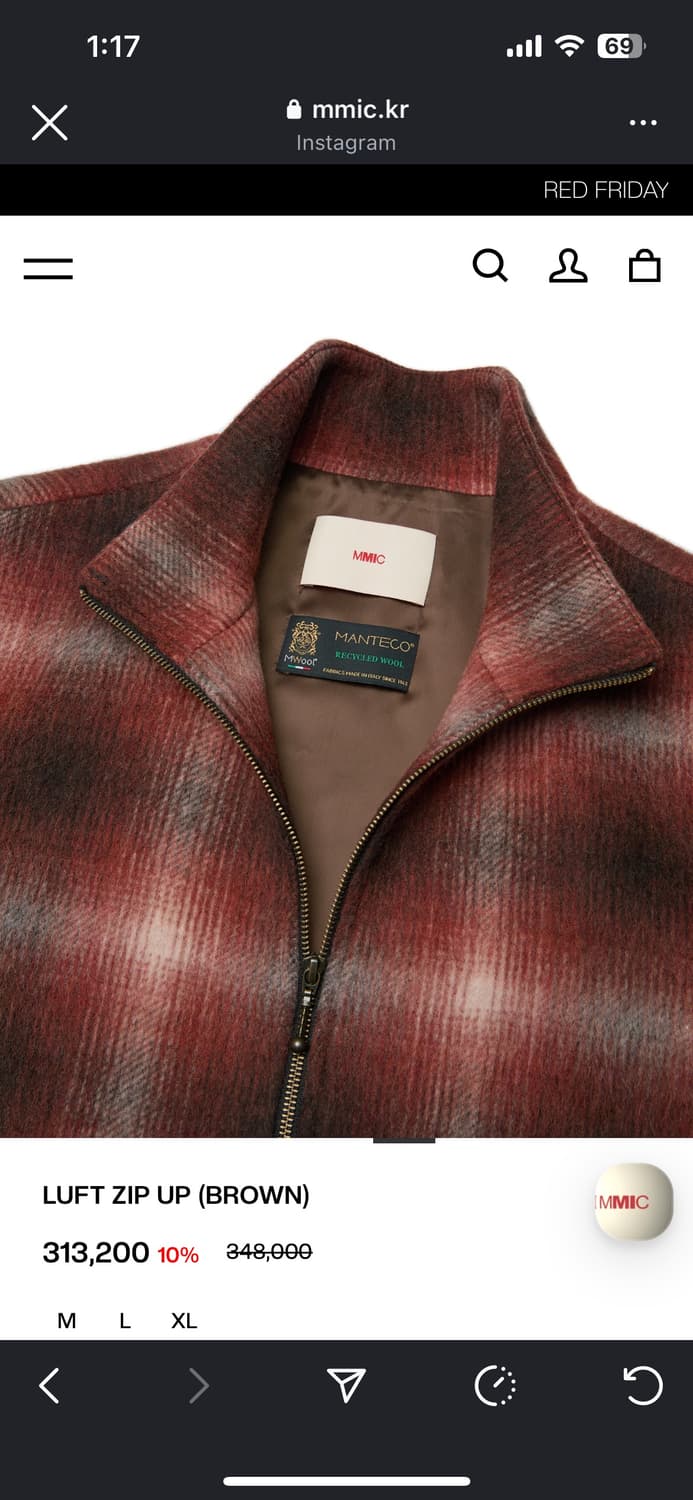 Mmic 헤어리 울 옴브레 체크 집업 상품이미지2