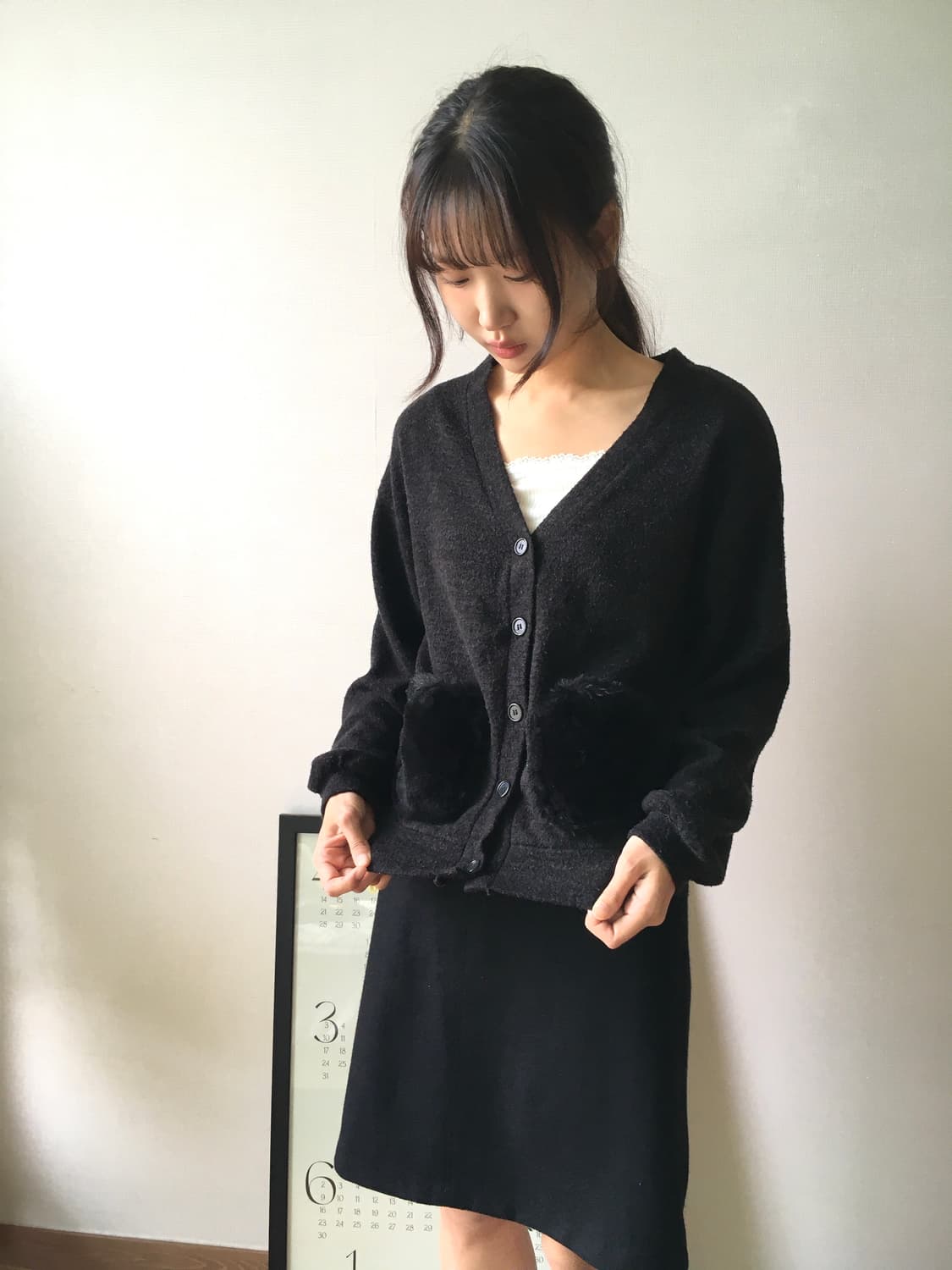 퍼 주머니 가디건 상품이미지1