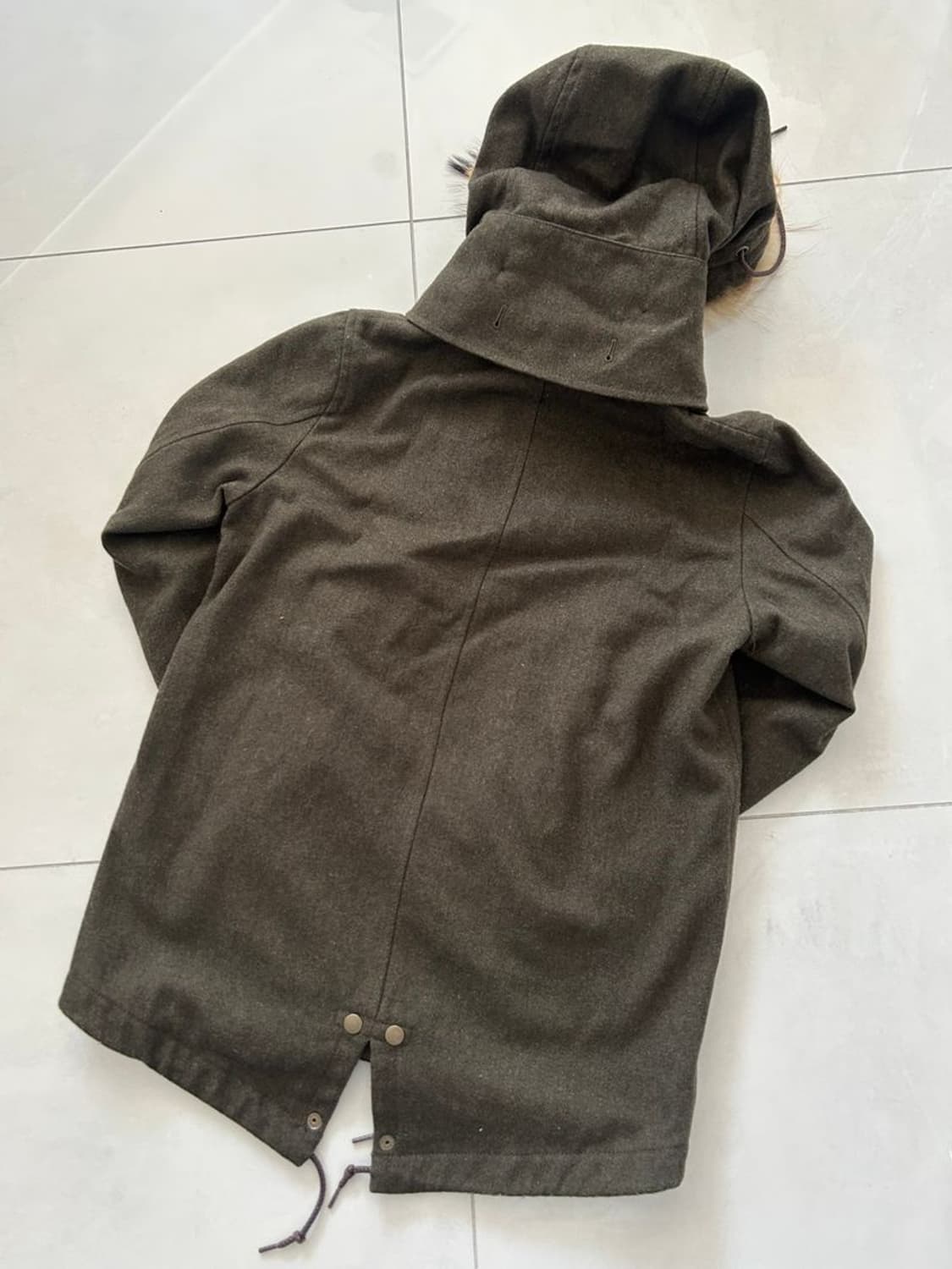 FUR WOOL MODS 후드 달린 털 울 모즈 코트 상품이미지4