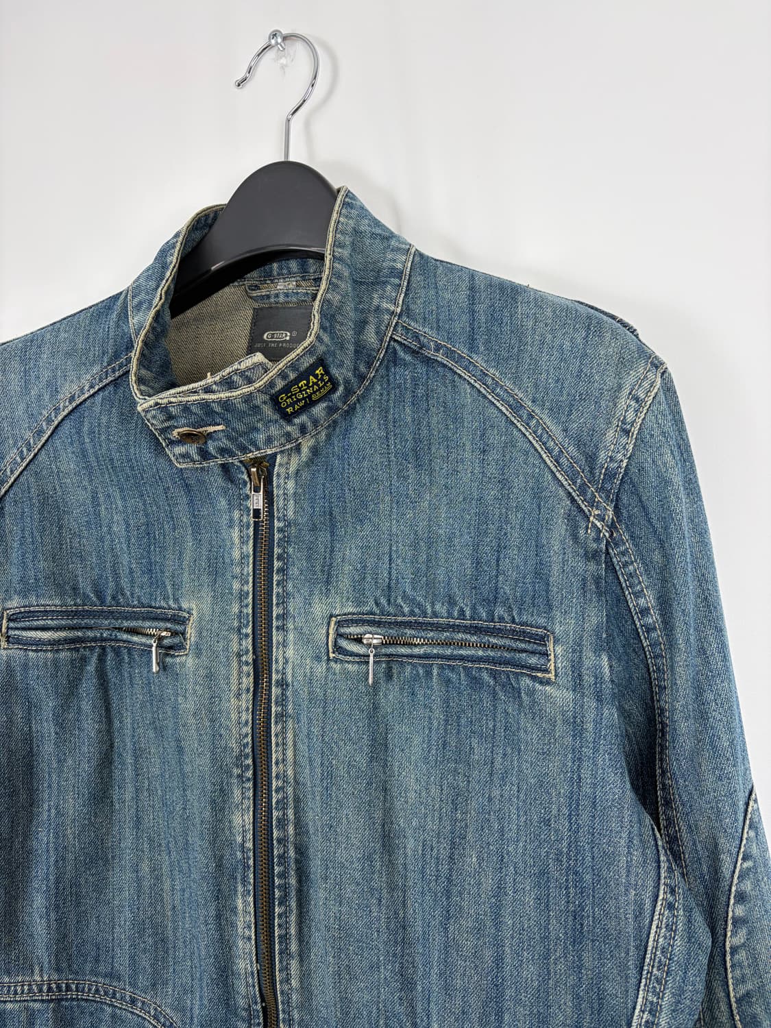 a133) 지스타 로우 워시드 데님 바이커 자켓 상품이미지3