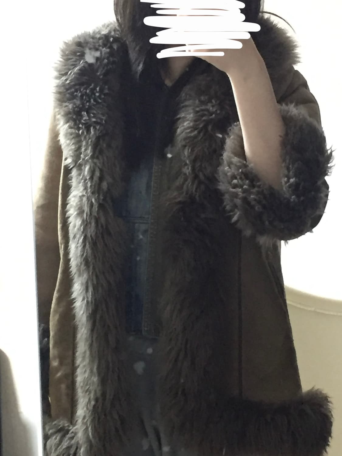 갸루 모피 퍼 포인트 브라운 가죽 자켓 스웨이드 무스탕 상품이미지1