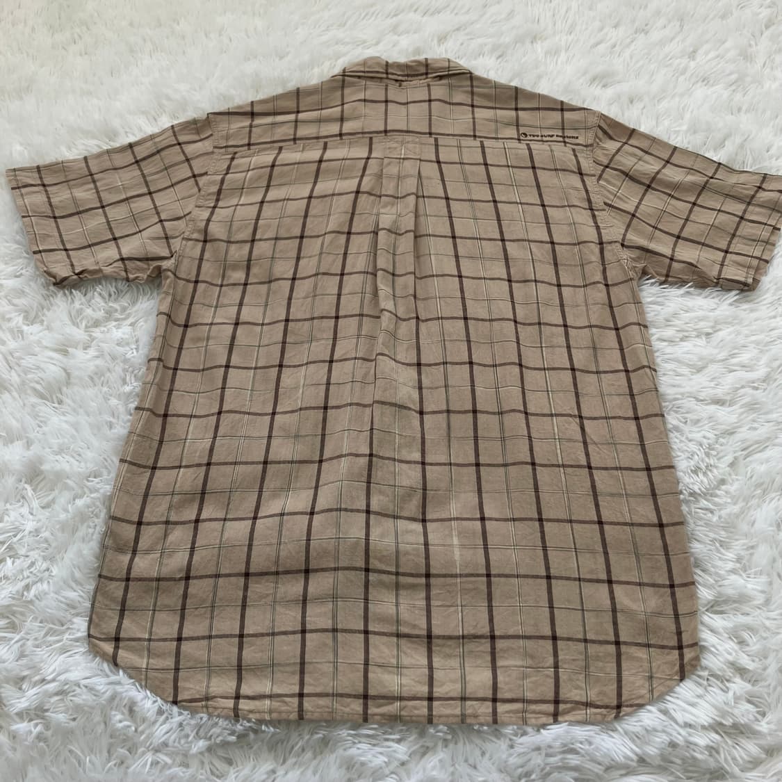 빈티지 초코 브라운 TNC 서프 디자인 체크 반팔 셔츠 892 y2k 스 상품이미지3