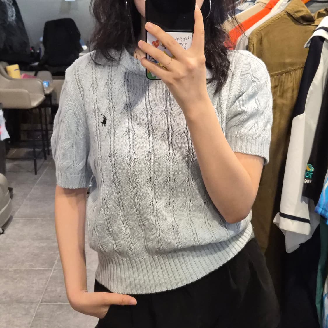 [NO.9] 폴로 꽈배기 반팔 니트 연하늘(연소라) 상품이미지4