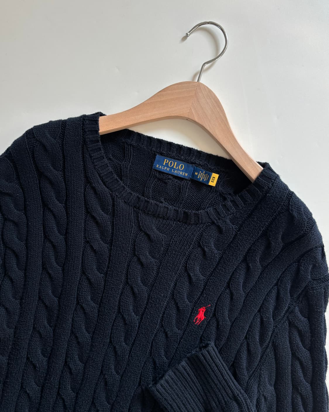 Polo 폴로 랄프로렌 QR신형 네이비컬러 코튼 케이블 니트 상품이미지3