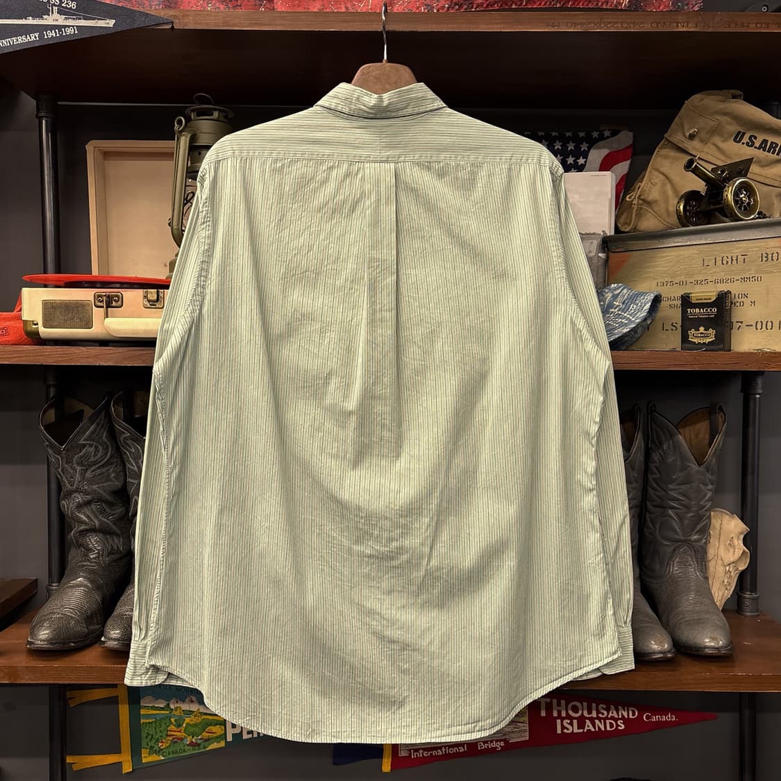00s 폴로 랄프로렌 커스텀핏 민트브라운 스트라이프 버튼다운셔츠 N793 상품이미지2