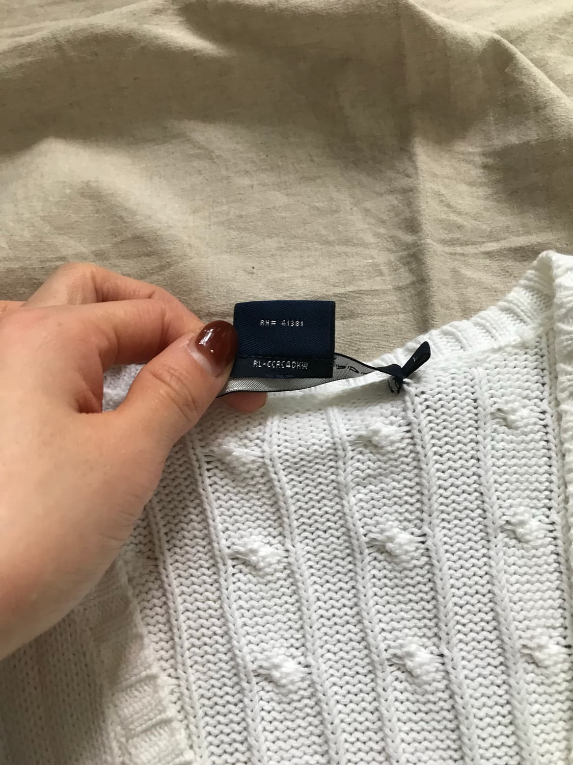 폴로 랄프로렌 포니 로고 화이트 브이넥 케이블 니트 상품이미지8