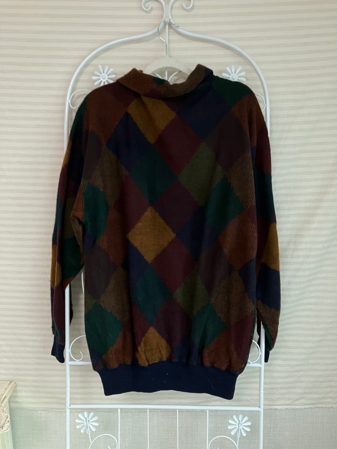 빈티지 퍼플 아가일 카라 니트 y2k 스트릿 갸루 펑키 일본빈티지575  상품이미지2