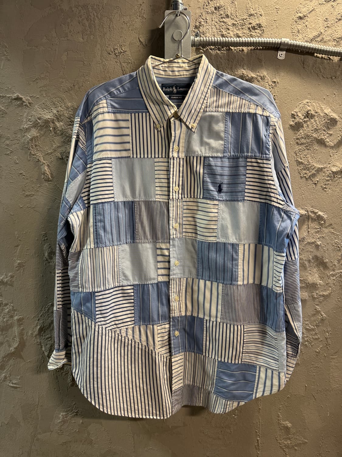 폴로 랄프로렌 패치워크 스트라이프 셔츠 블루 L 상품이미지1