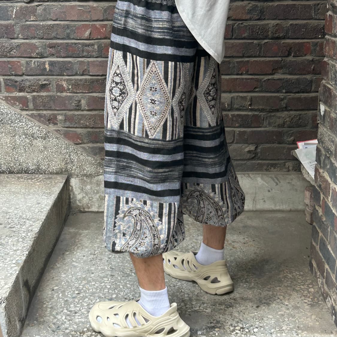 일본빈티지 에스닉 보헤미안 패턴 와이드 반바지 상품이미지3
