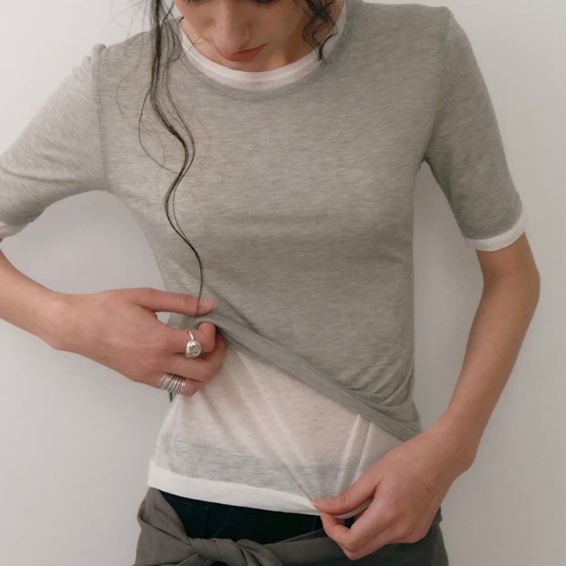 로우타이드 레이어드 티셔츠 grey 상품이미지2