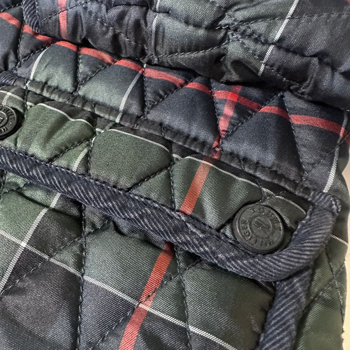 우먼S-M 타미힐피거 가벼운누빔 그린체크 퀼팅자켓 상품이미지4