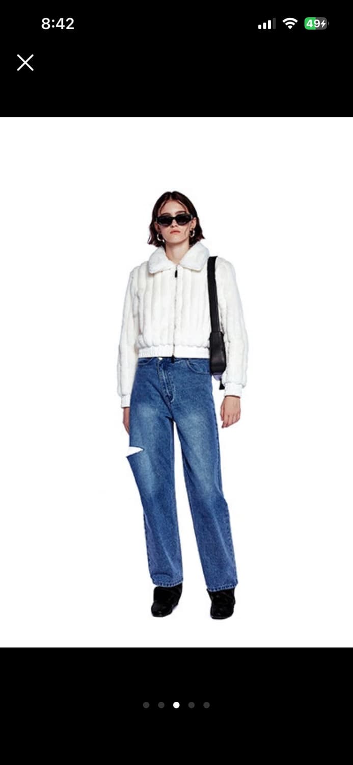 오아이오아이 컬렉션 로제 퍼 자켓 화이트 상품이미지3