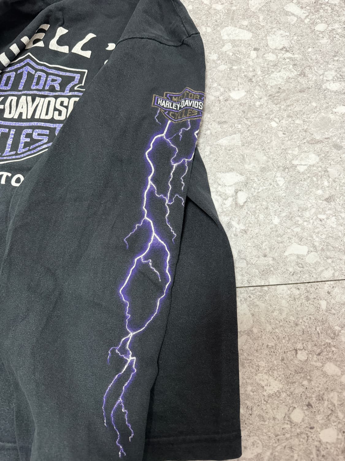 [L] 빈티지 90s 할리데이비슨 라이트닝 롱슬리브 블랙 상품이미지9