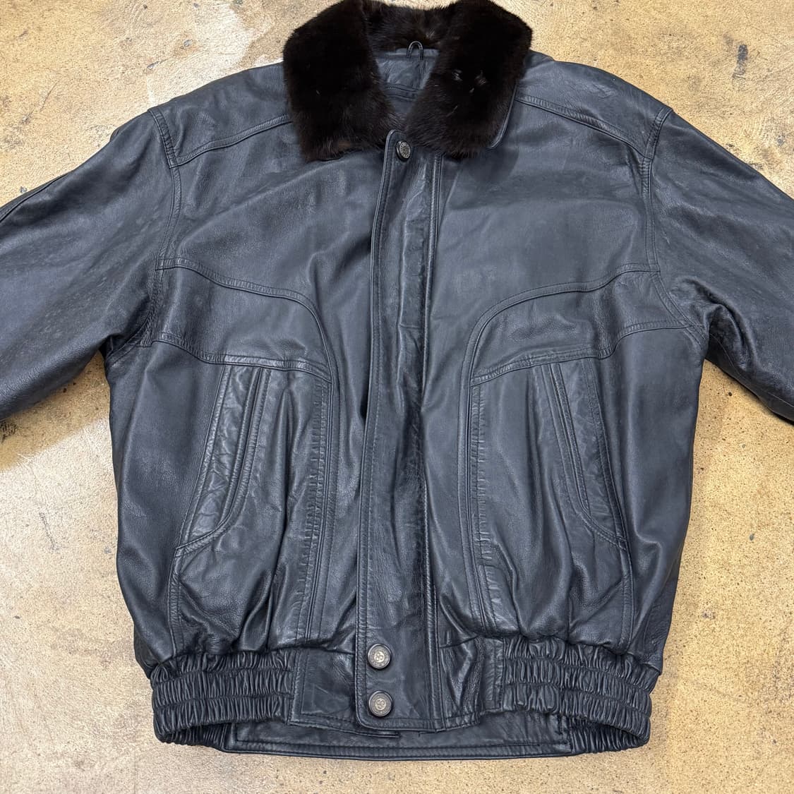 [정품/105] 블랙 가죽 점퍼 퍼 칼라 항공 스타일 b19 상품이미지3