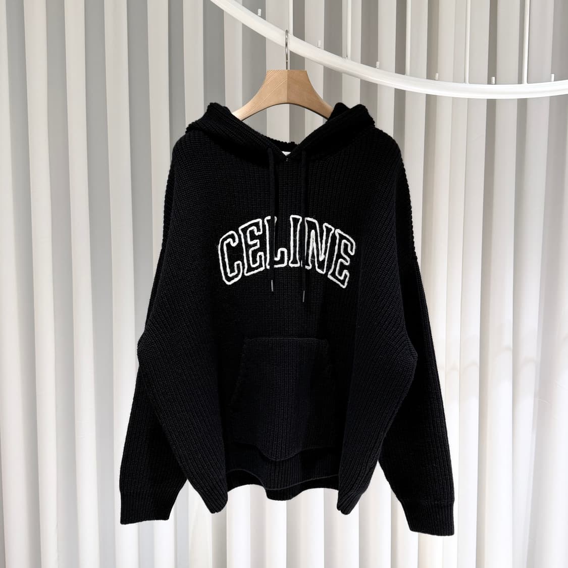 (S+/L) / 셀린느 리브드 울 니트 후드 블랙 상품이미지1