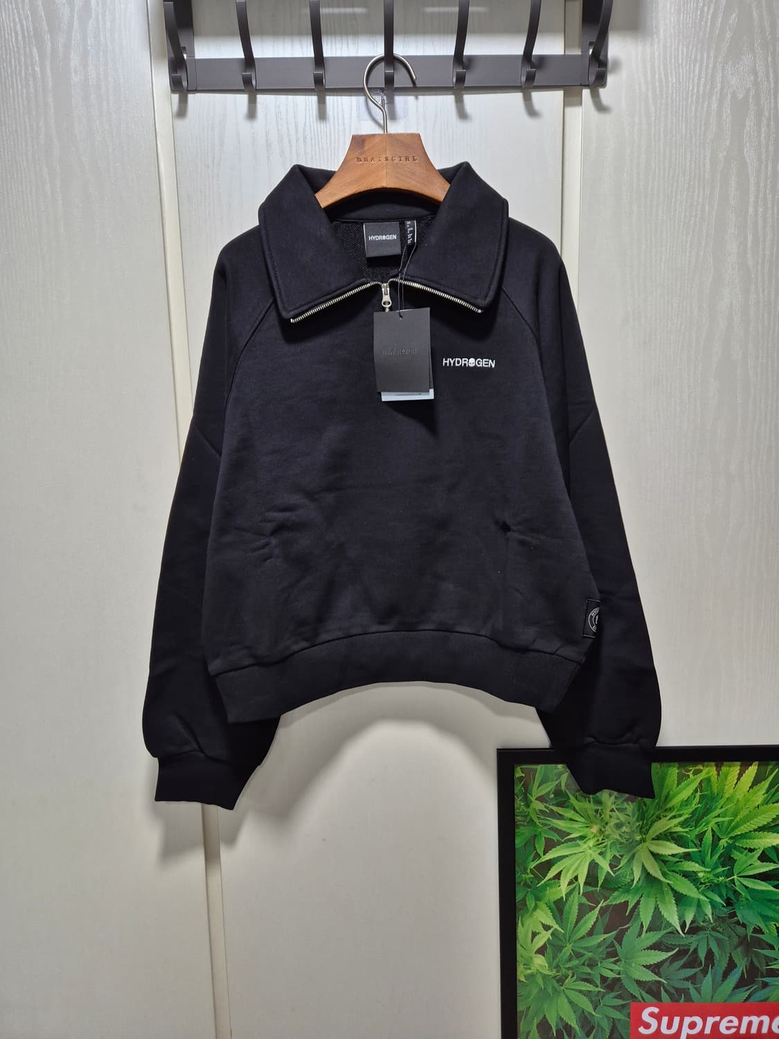 (세일)(새상품)하이드로겐 집업 맨투맨 블랙S 상품이미지1
