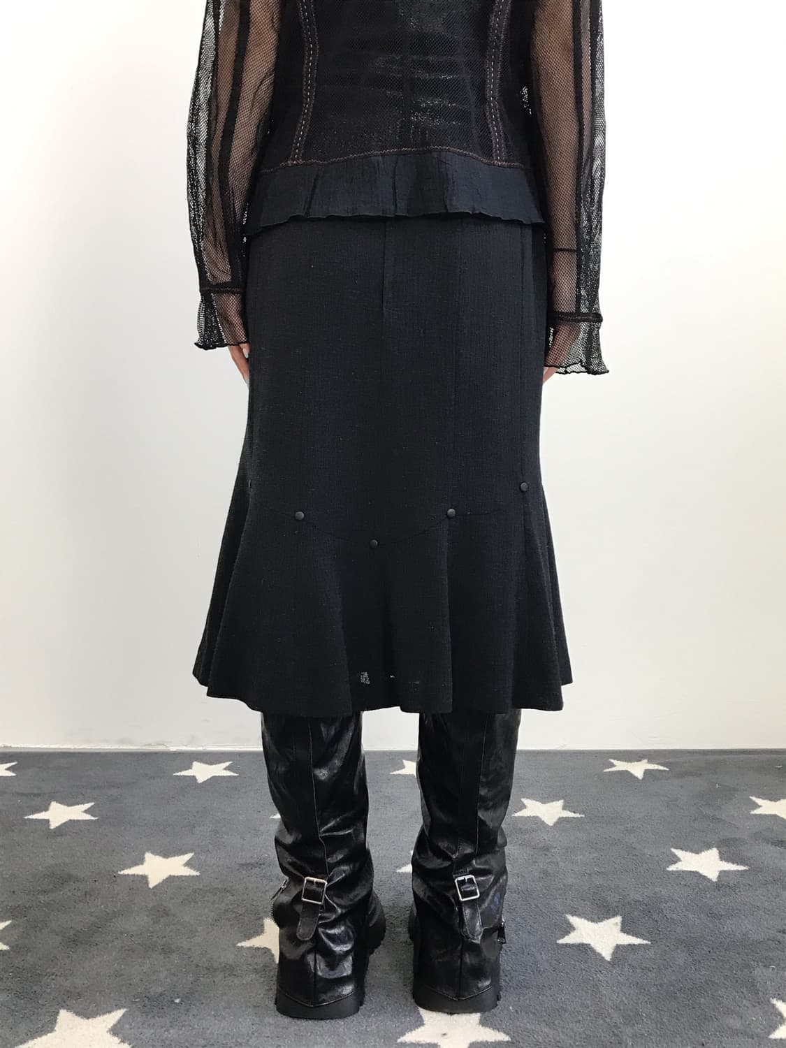 Jpn Button-Detail Mermaid Midi Skirt 상품이미지3