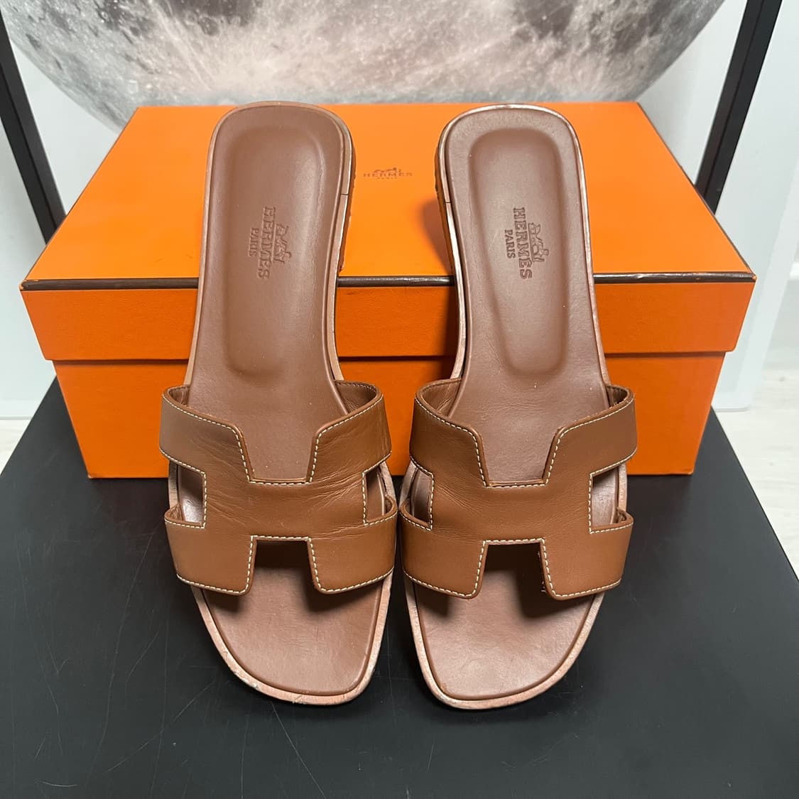 정품 37.5) 에르메스 오란 샌들 브라운 슬리퍼 235~240 상품이미지1