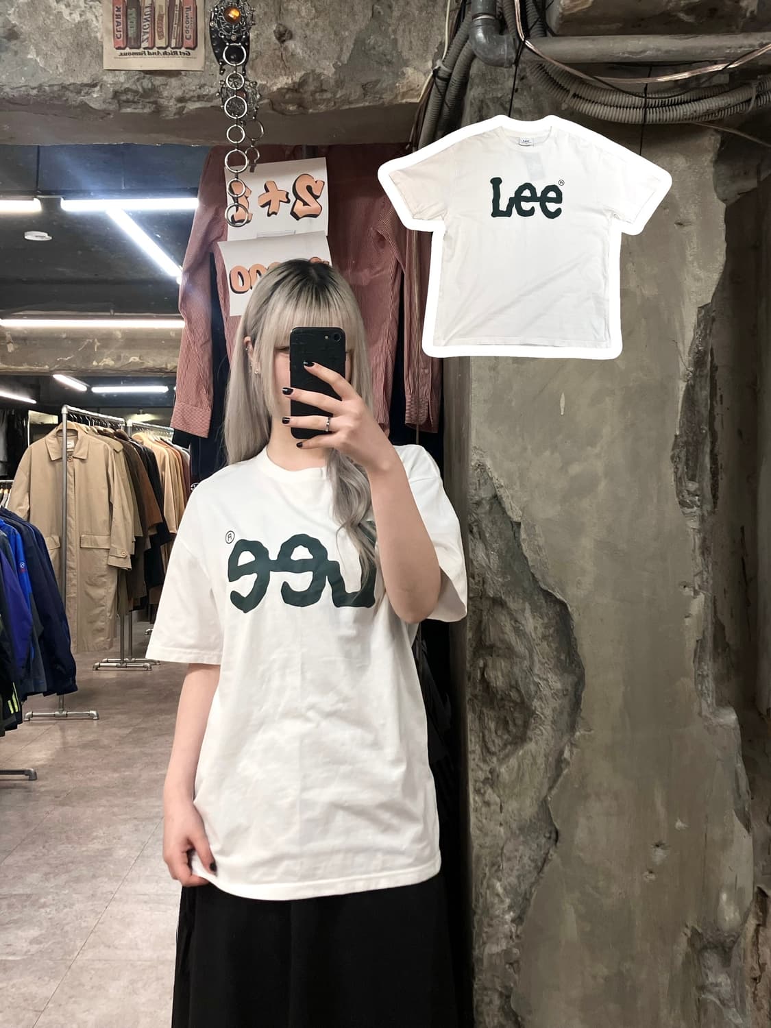 Lee 빅로고 반팔 티셔츠 화이트 M #csz3020 상품이미지1