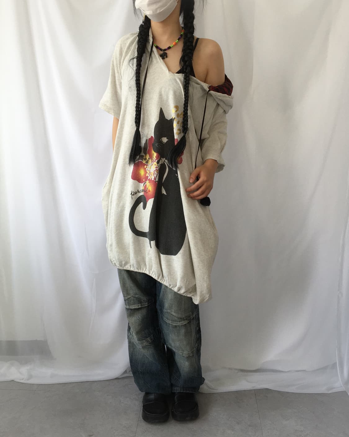 Cat oriental printing loose balloon fit  상품이미지10