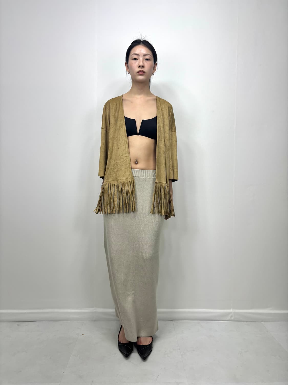 TASSEL SUEDE OPEN SHIRT CARDIGAN 상품이미지2