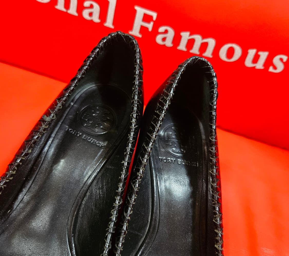 토리버치 시그니쳐 로고 가죽 웨지힐 6.5size(235) 상품이미지6