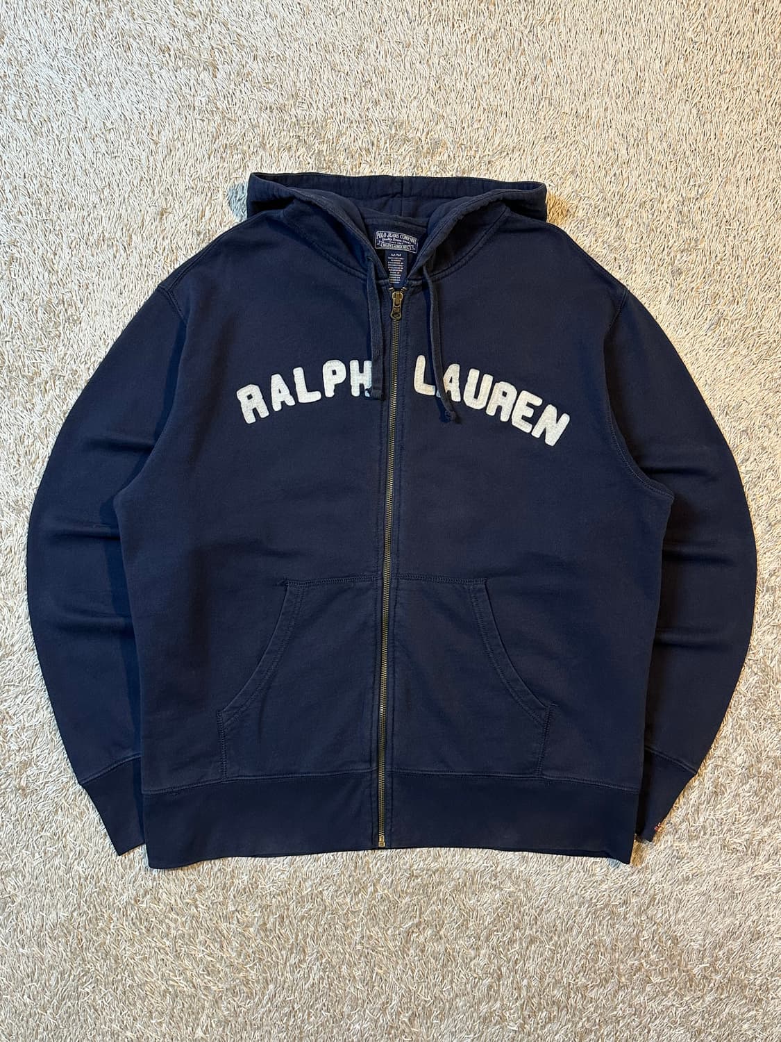 희귀) 90's 폴로 진스 스펠아웃 아치로고 후드집업 네이비 상품이미지1