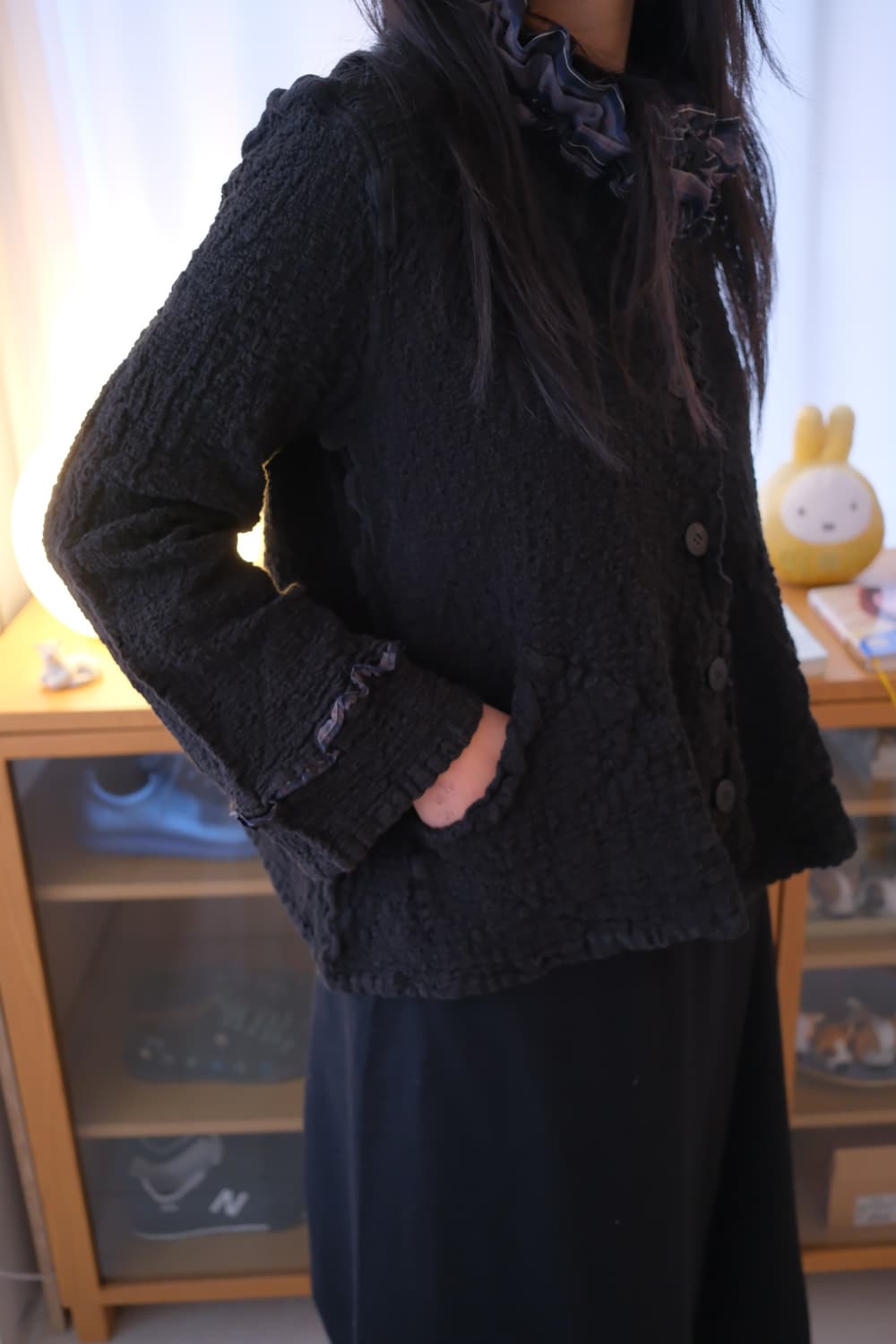 Neck frill wrinkled jacket 상품이미지3