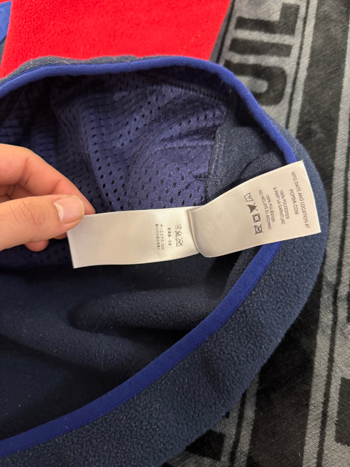 파타고니아 신칠라 스냅 티 후드 풀 오버 레드 앤 네이비 컬러 블록 상품이미지7