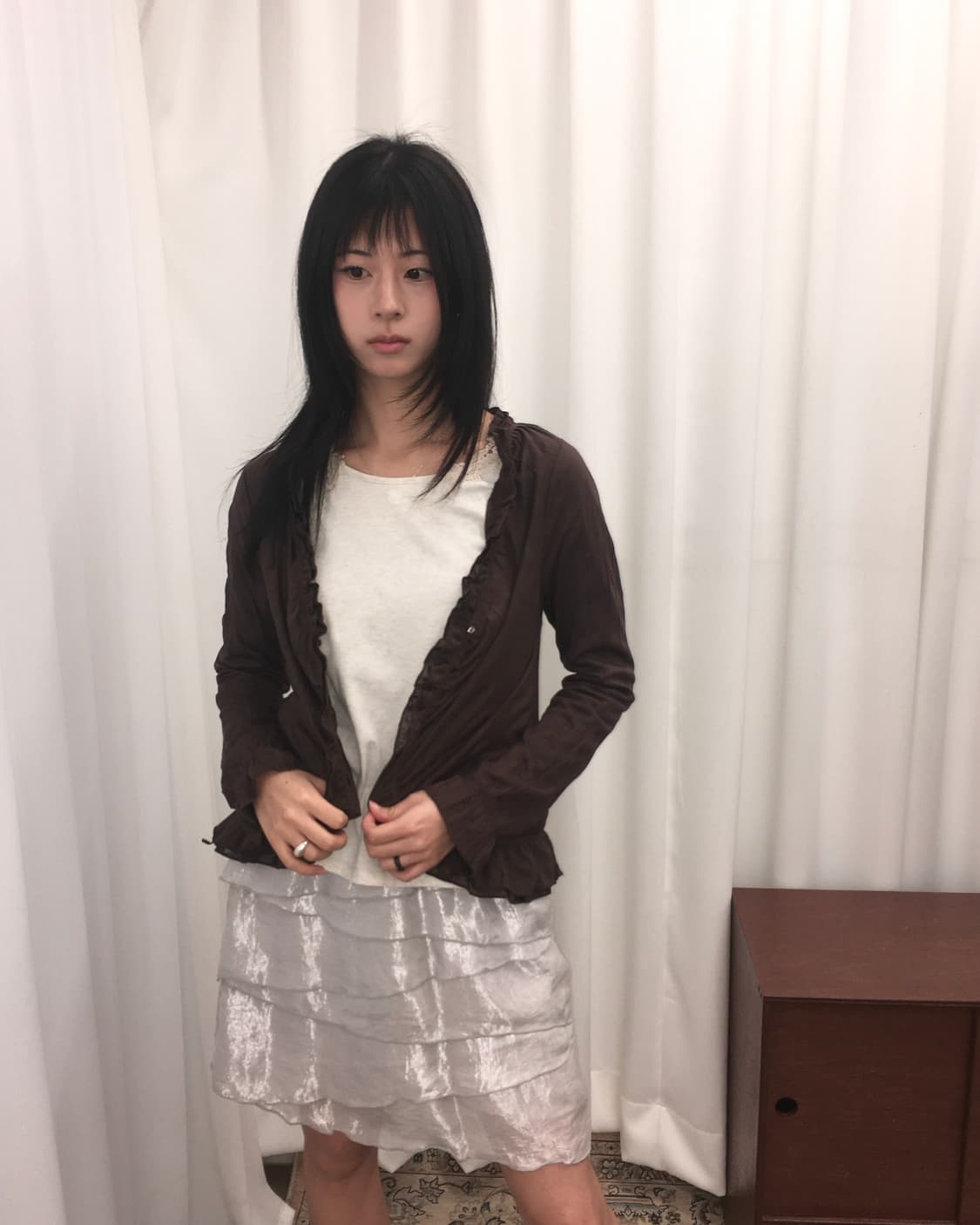 브라운 러플 가디건 상품이미지2