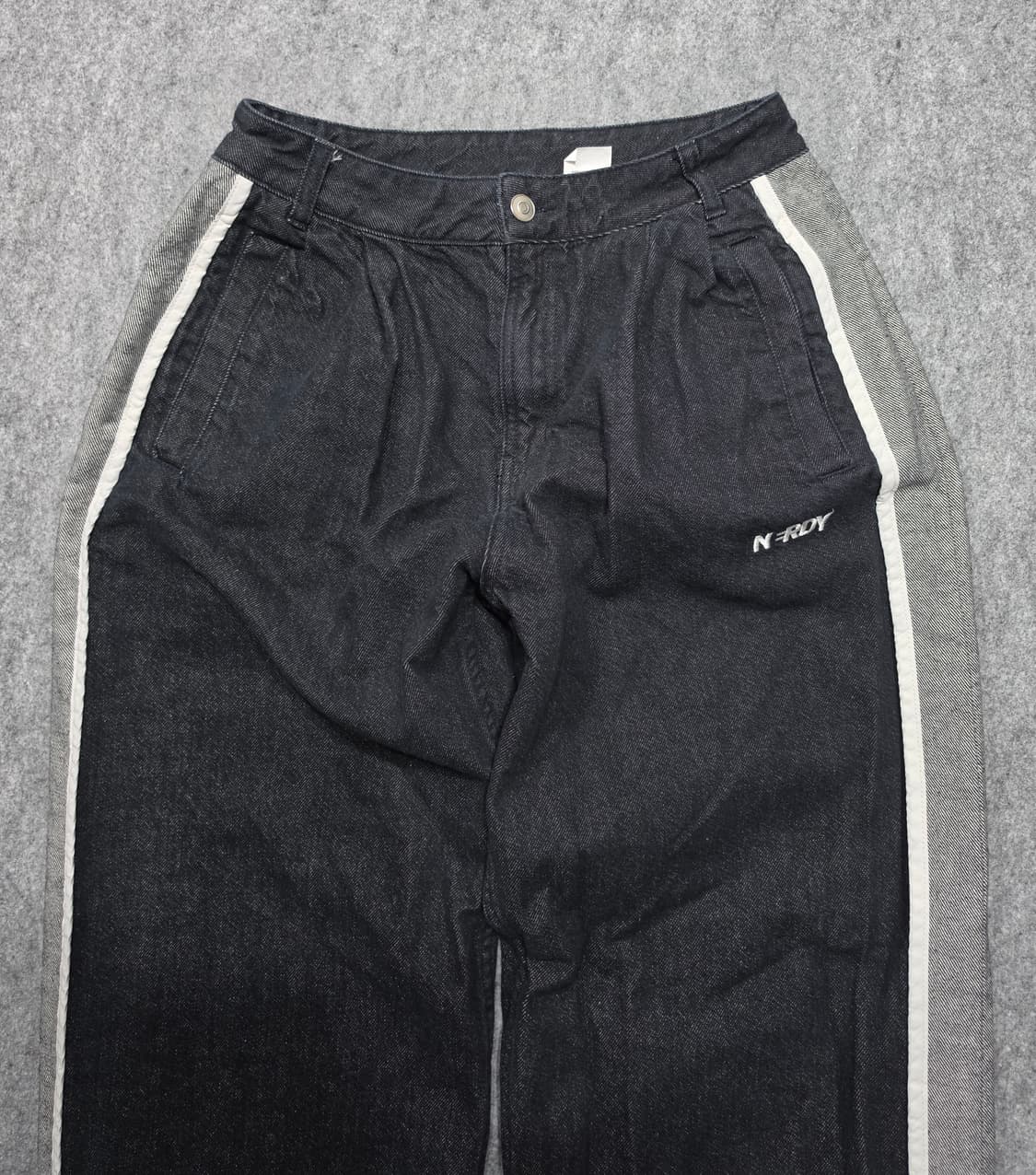 널디 사이드 라인 와이드 데님팬츠 청바지 S 상품이미지3