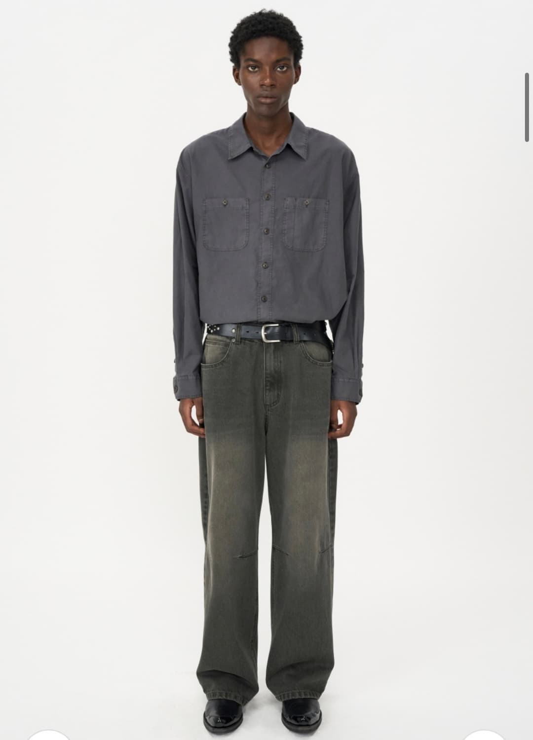 인사일런스 가먼트다잉 워크 셔츠 CHARCOAL L사이즈 상품이미지4