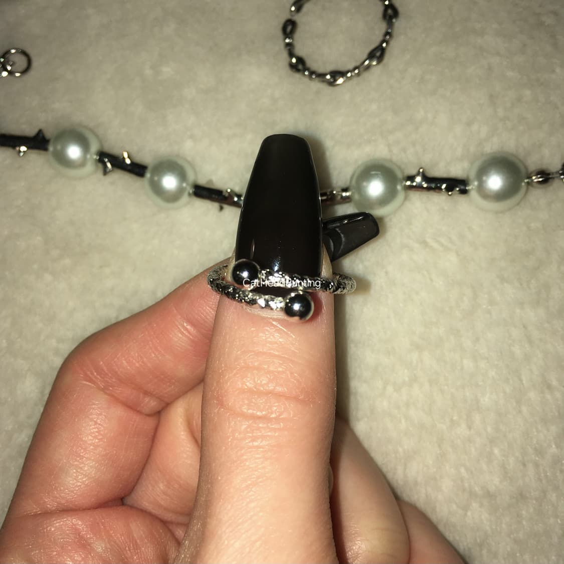 UNISEX 실버 투볼 글리터 °오픈 링° 반지 상품이미지5