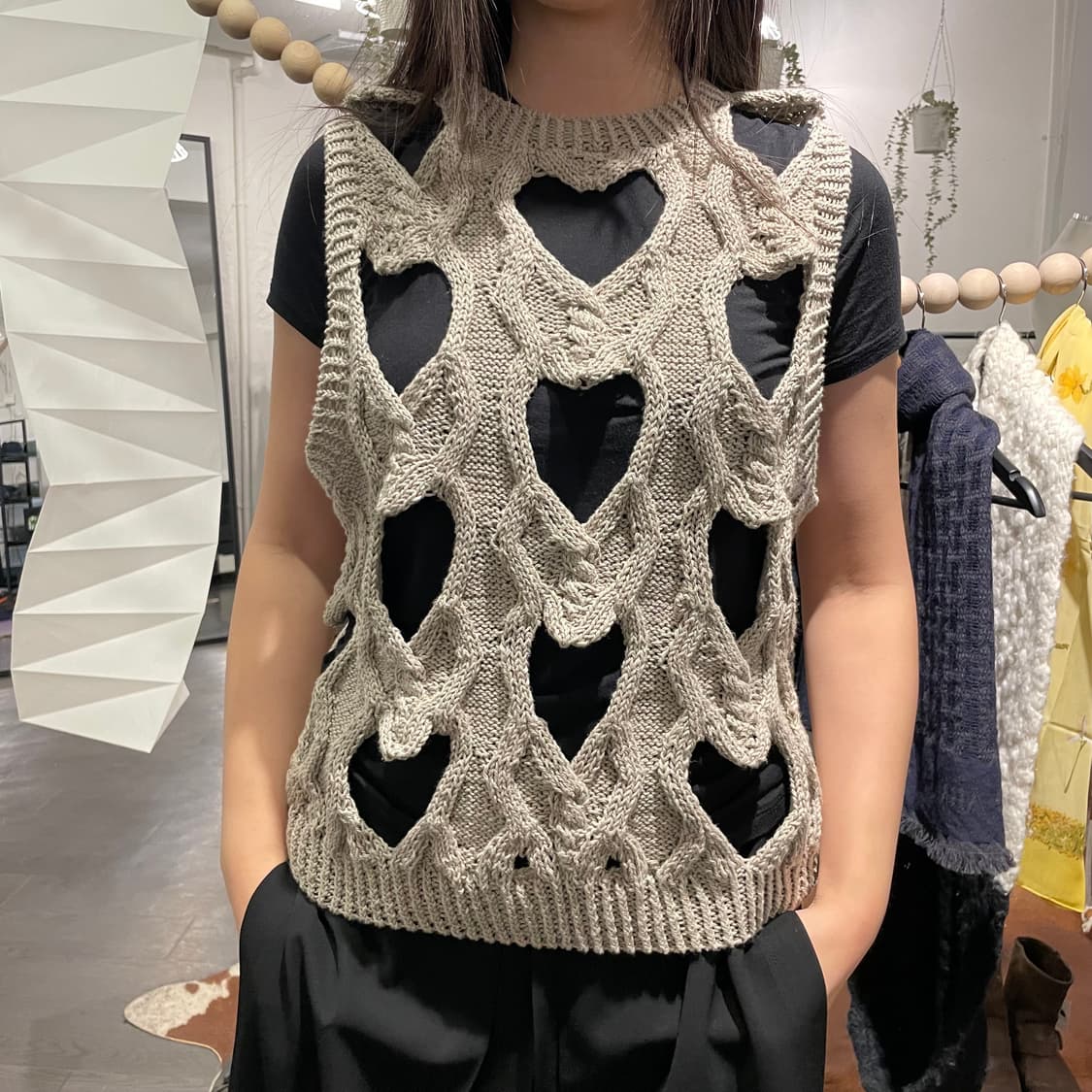  필링스 하트 니트 베스트 상품이미지4