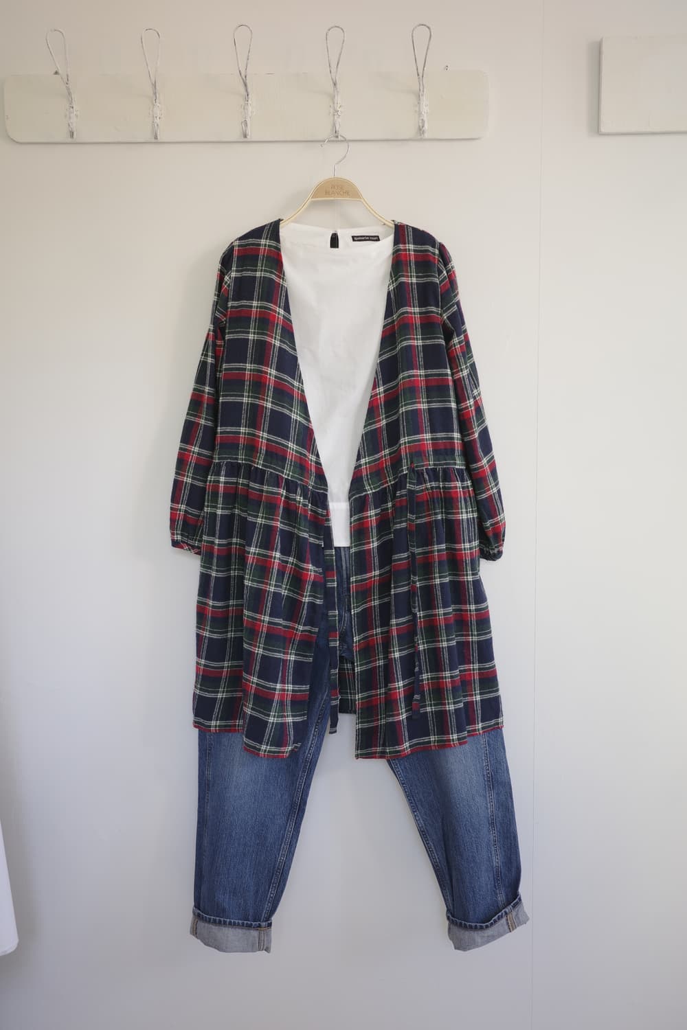 일본 빈티지 체크 로브 원피스 상품이미지2