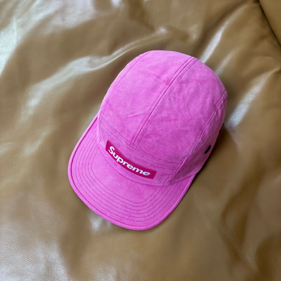 슈프림 캠프캡 모자 박스로고 스톤 워시드 마젠타 핑크 상품이미지5