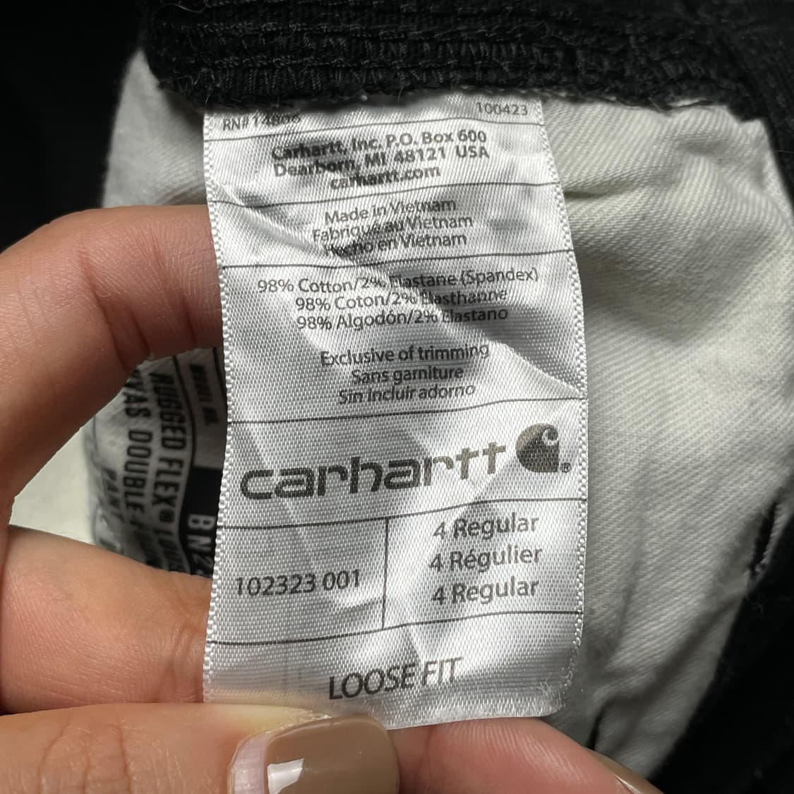 CARHARTT 칼하트 블랙 루즈핏 더블니 카펜터 워크 팬츠 A00976 상품이미지10