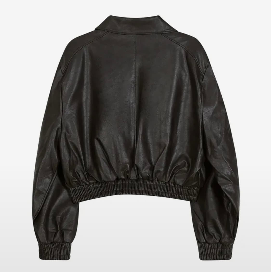 85-VIVAJ005 [비건레더] 빈티지 셰입 크롭 블루종 레더자켓 블랙 상품이미지2