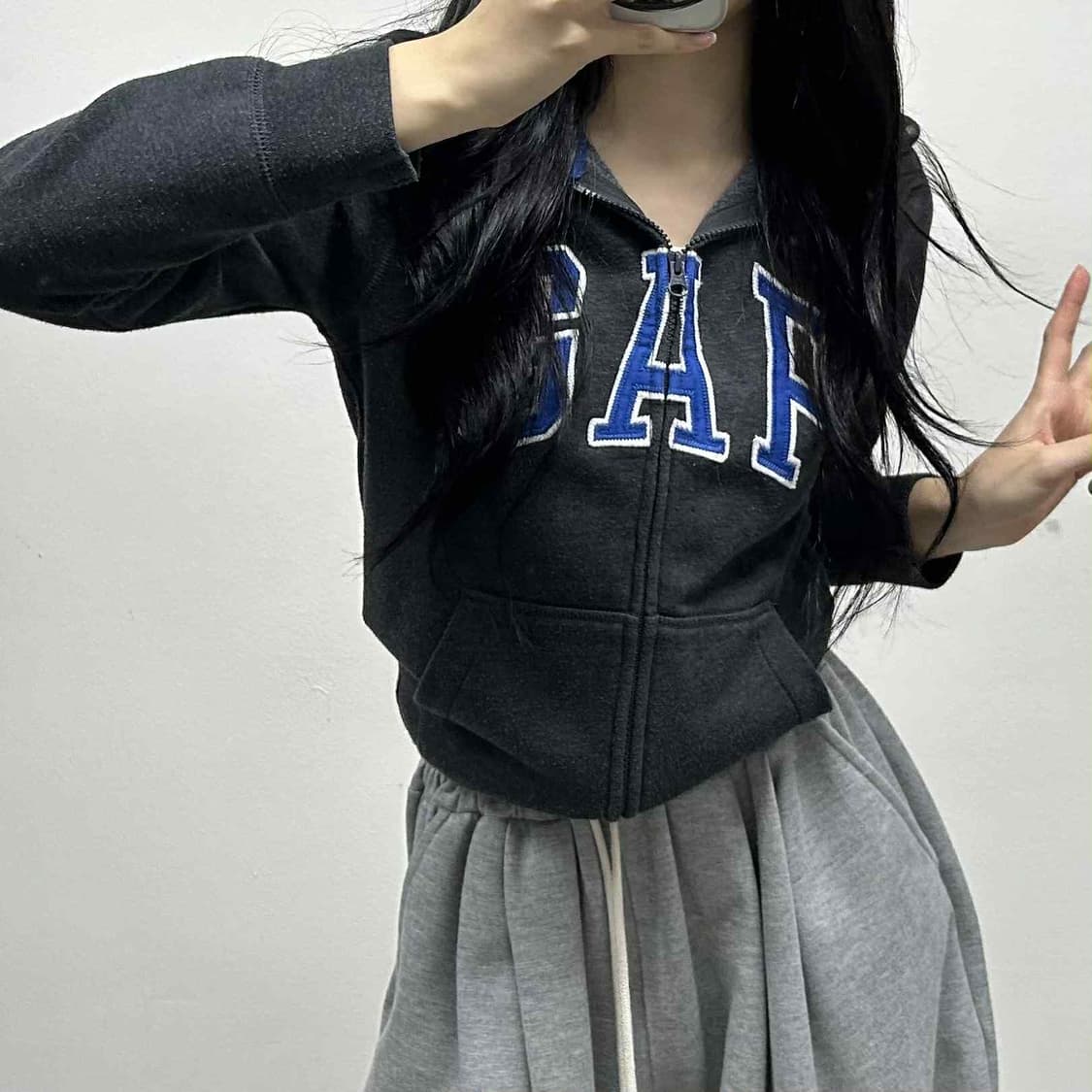 Gap 갭 빅로고 그레이 폭닥 후드집업 져지(L) 상품이미지1