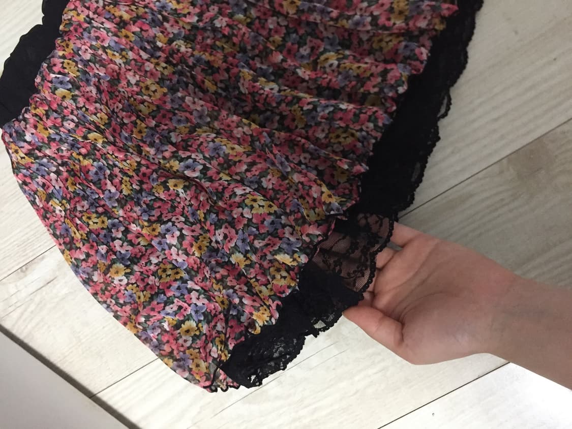 vintage flower black lace pleats skirt 상품이미지4