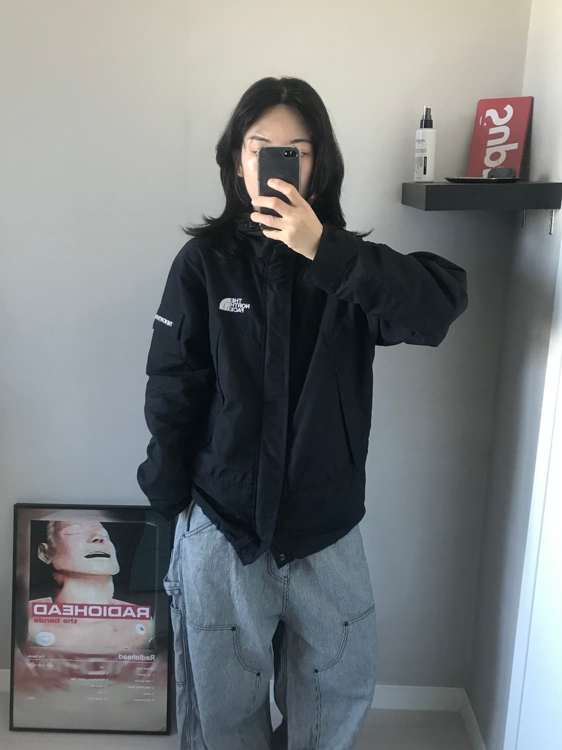 대장급 노스페이스 로고 블랙 윈드 바람막이 자켓 상품이미지3