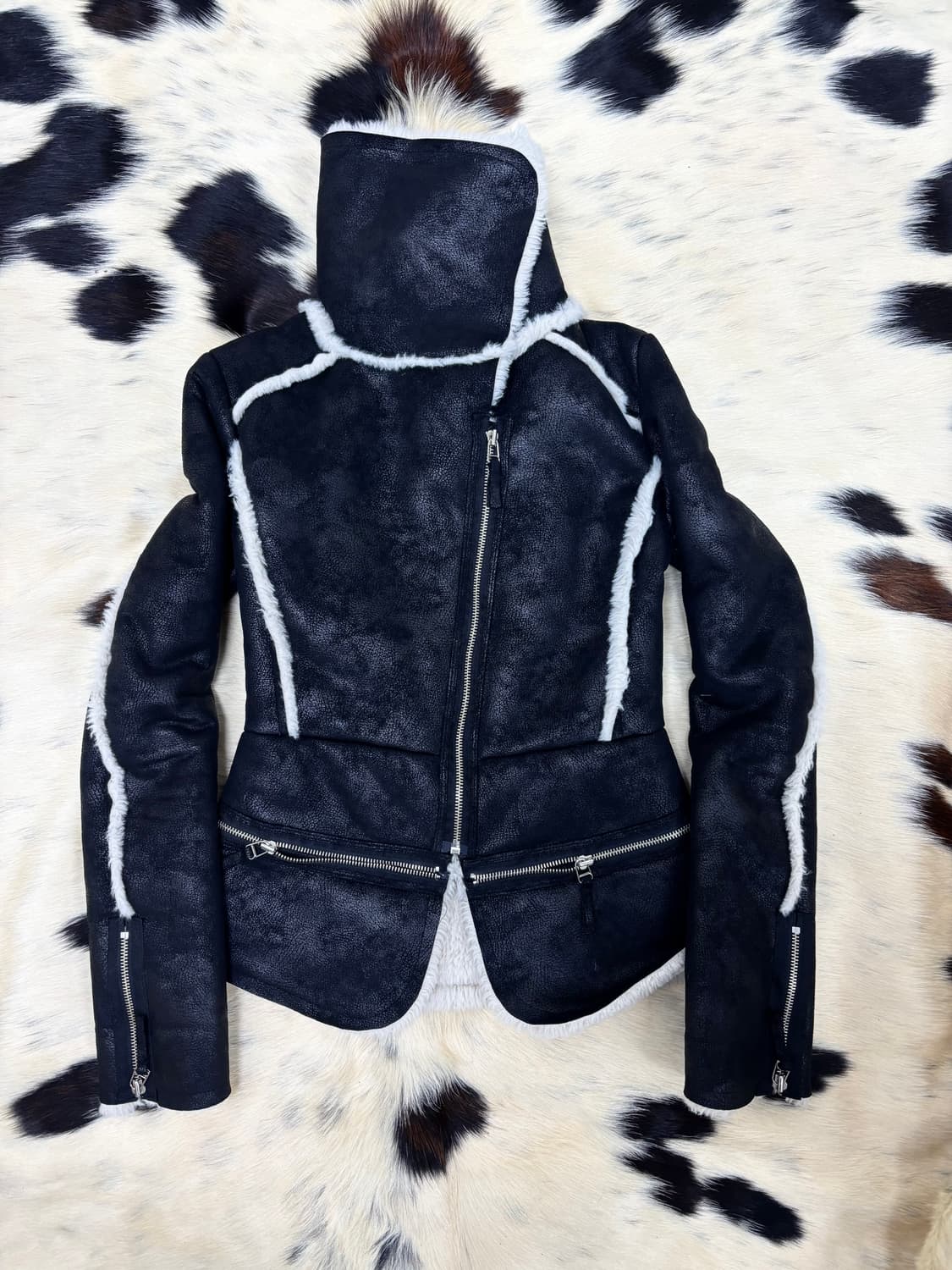 2000s Design Zip Detail Fur Trimming Sli 상품이미지5