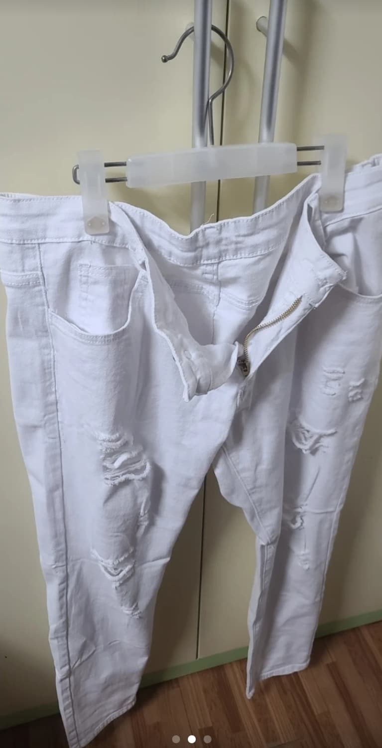 스키니진 연청 흰 찢 바지 2+1 (벨트포함) 상품이미지1
