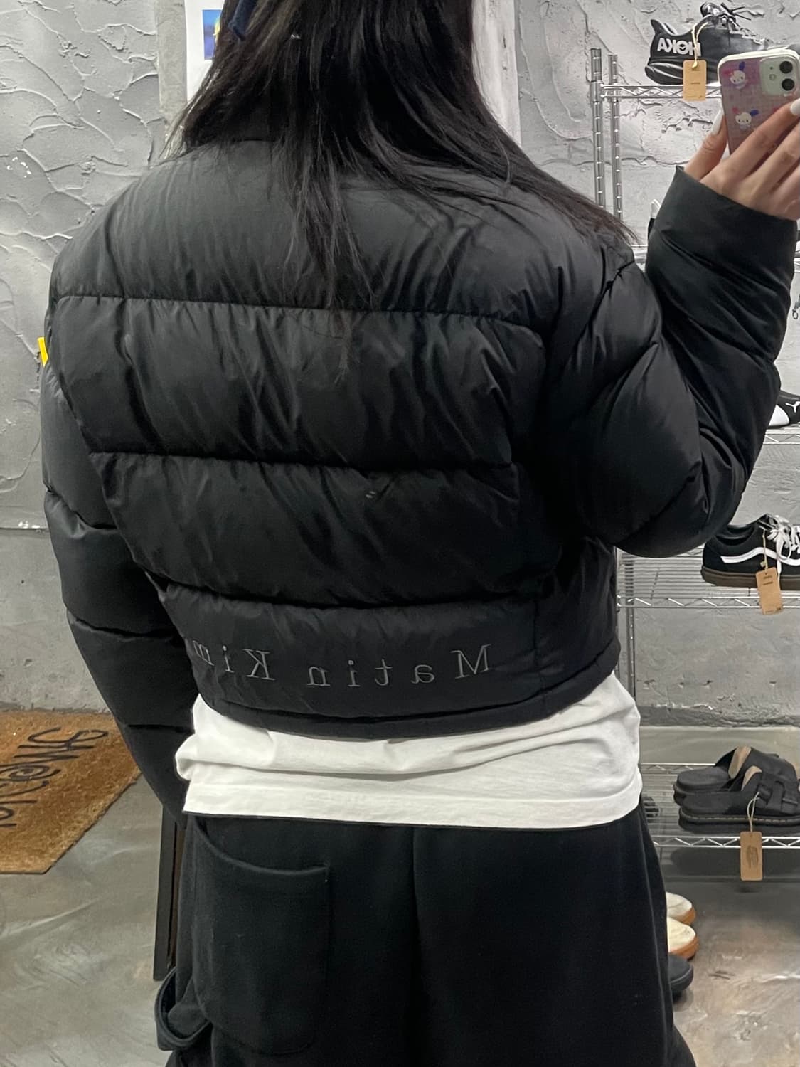 마뗑킴 로고 테이핑 크롭 숏패딩 상품이미지10