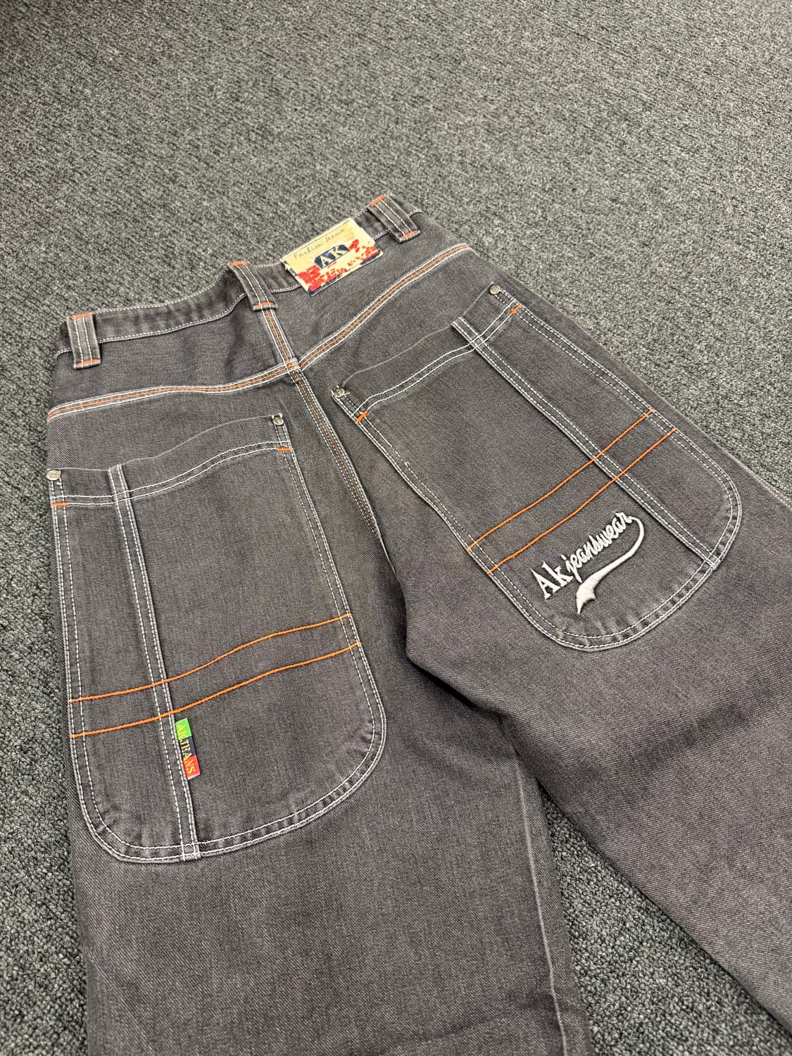 M) AK.JEANS 빈티지 올드스쿨 포켓자수 흑청 힙합팬츠 상품이미지5