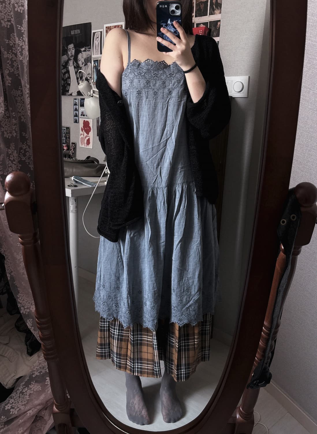 일본 빈티지 모리걸 체크 롱스커트 상품이미지2