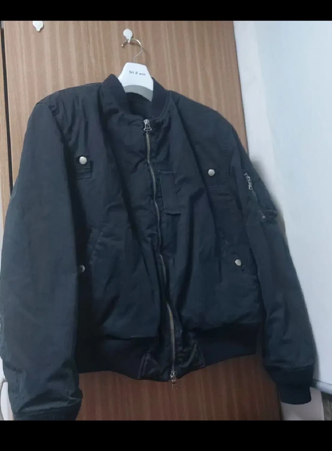 24fw 아트이프액츠 Garment-Dyed MA-1 블랙  M 사이즈 상품이미지2