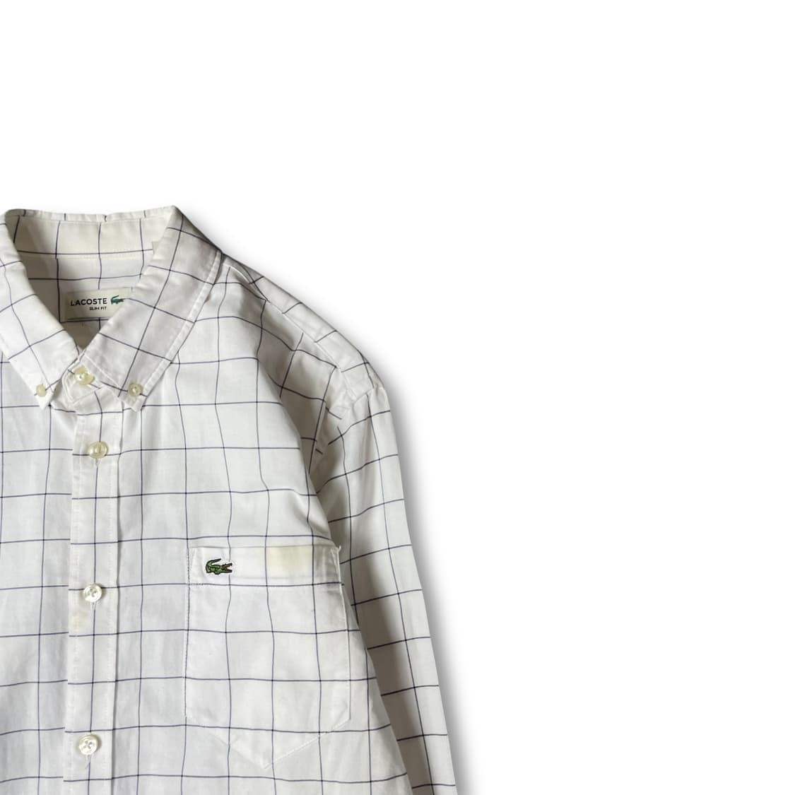 라코스테 화이트 깅엄체크 슬림핏 원포켓 긴팔 셔츠 상품이미지2