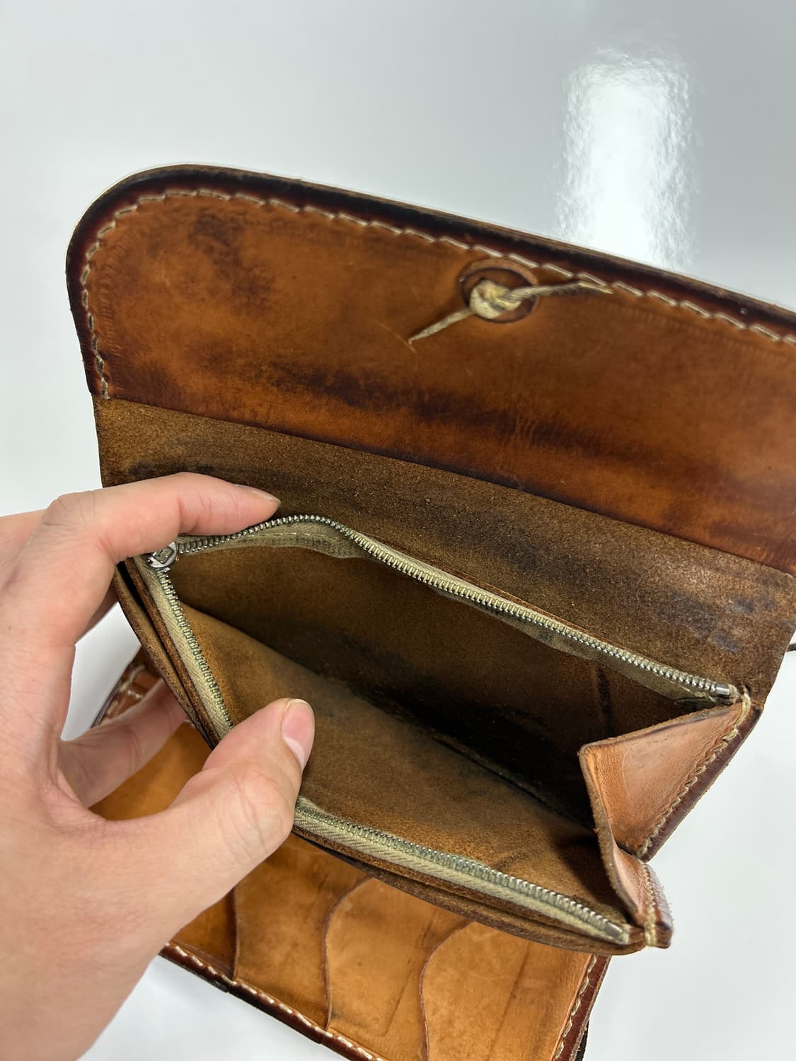 GOROS 고로스 네츄럴 브라운 새들레더 이글콘초 중지갑 상품이미지8