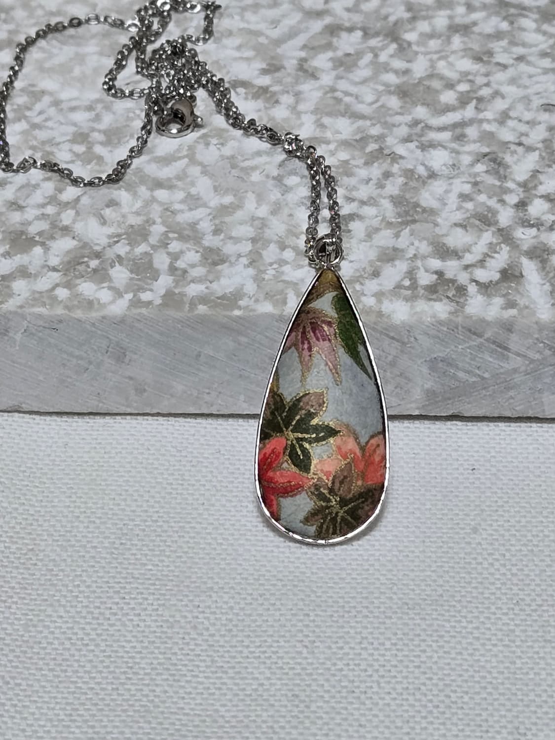 일본 빈티지 플라워패턴 팬던트 목걸이 상품이미지1